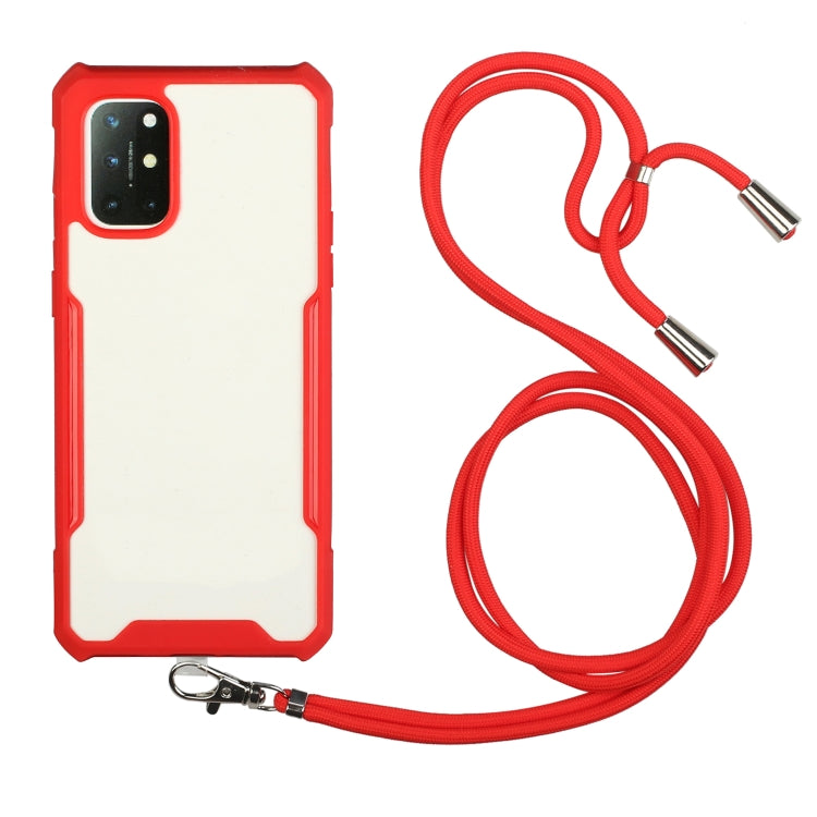 For OnePlus 8T Acrylic + Color TPU Shockproof Case with Neck Lanyard