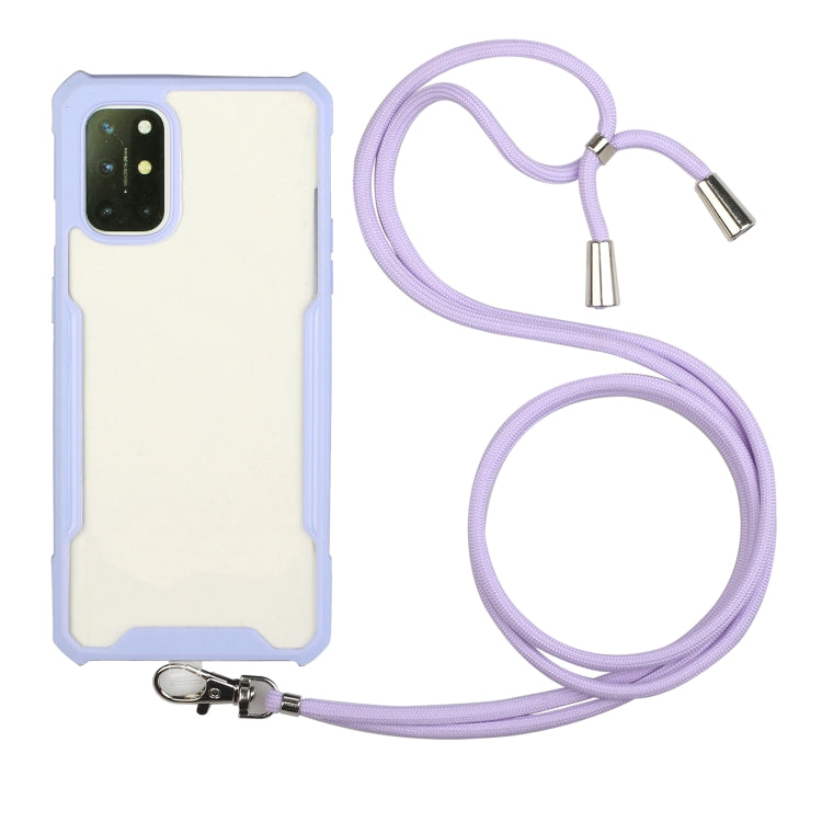 For OnePlus 8T Acrylic + Color TPU Shockproof Case with Neck Lanyard