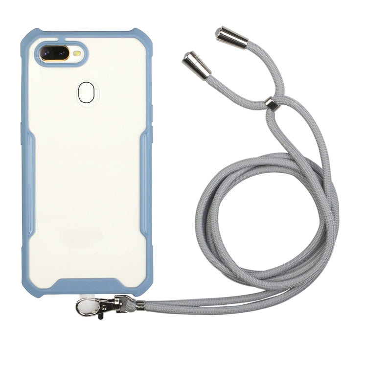 For OPPO A12 / A5s / A7 / A11k Acrylic + Color TPU Shockproof Case with Neck Lanyard