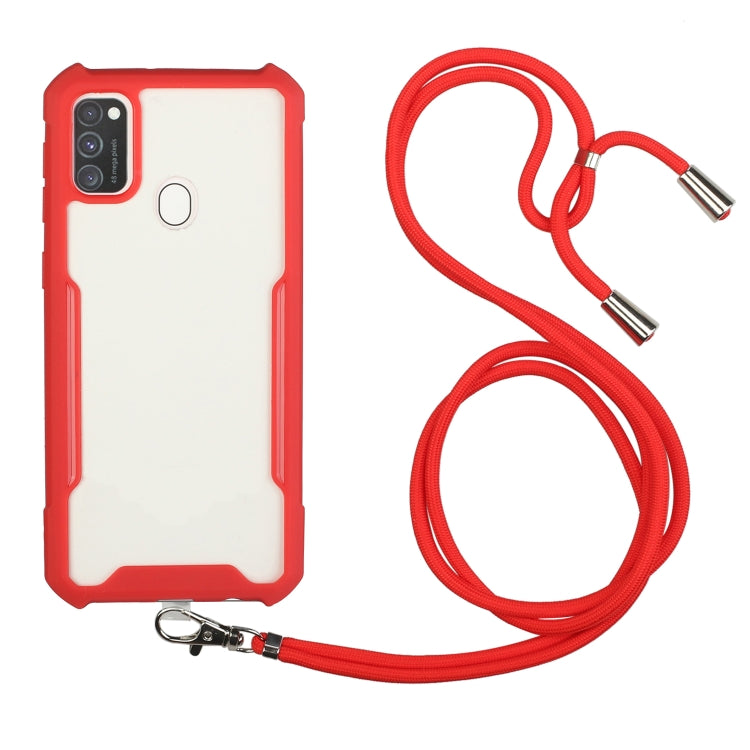 For OPPO A53 2020 / A32 / A33 Acrylic + Color TPU Shockproof Case with Neck Lanyard
