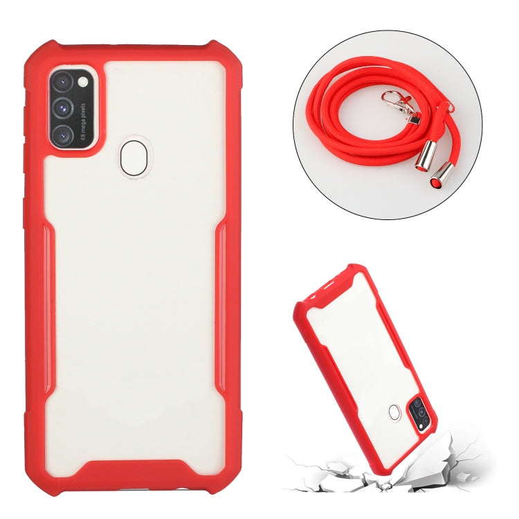For OPPO A53 2020 / A32 / A33 Acrylic + Color TPU Shockproof Case with Neck Lanyard