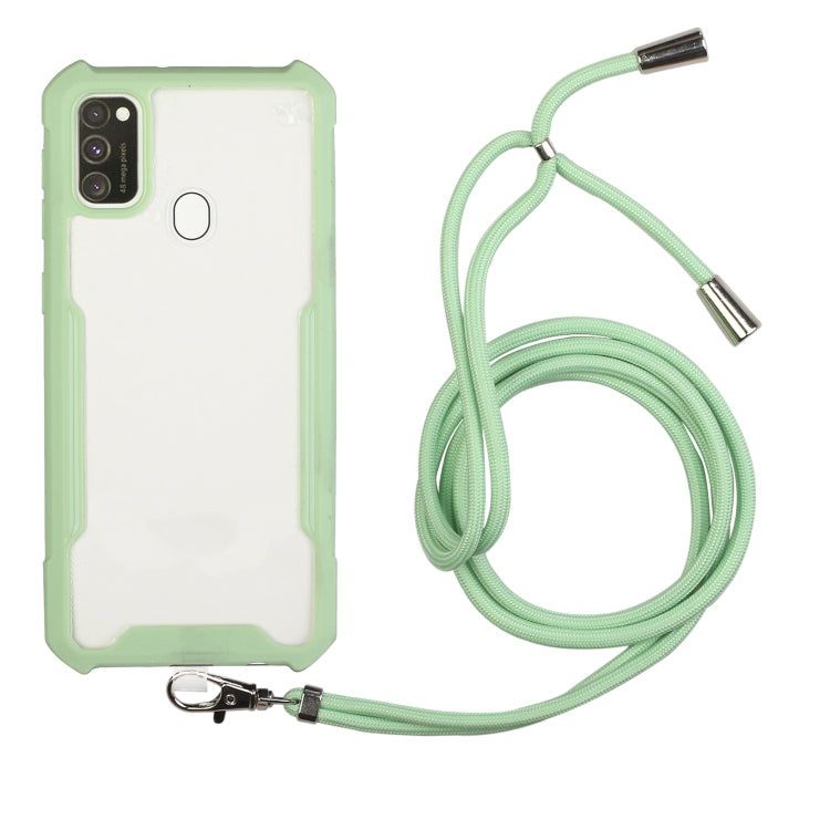 For OPPO A53 2020 / A32 / A33 Acrylic + Color TPU Shockproof Case with Neck Lanyard