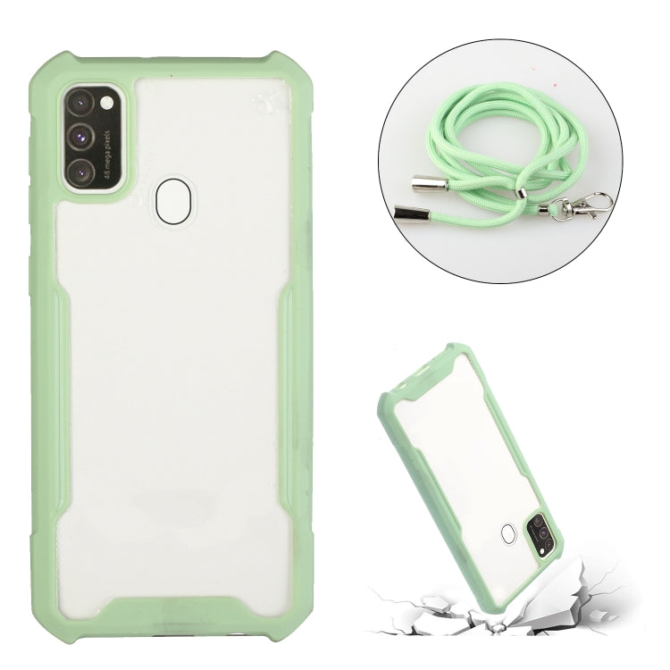 For OPPO A53 2020 / A32 / A33 Acrylic + Color TPU Shockproof Case with Neck Lanyard