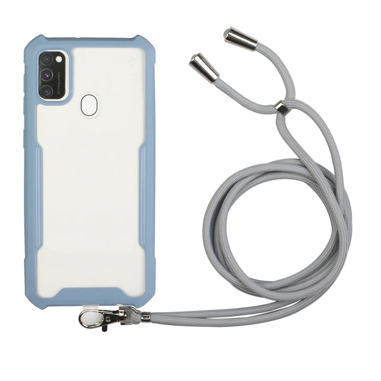 For OPPO A53 2020 / A32 / A33 Acrylic + Color TPU Shockproof Case with Neck Lanyard