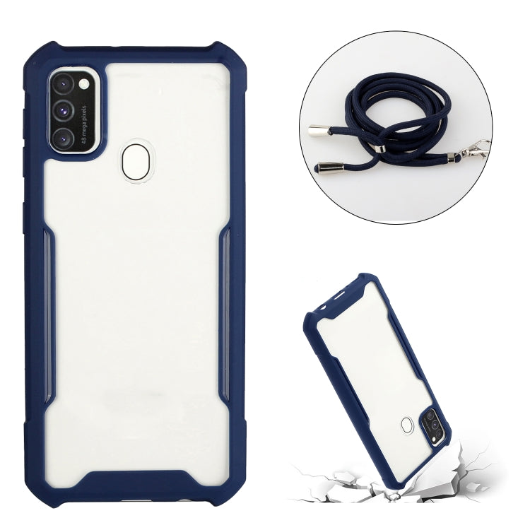For OPPO A53 2020 / A32 / A33 Acrylic + Color TPU Shockproof Case with Neck Lanyard