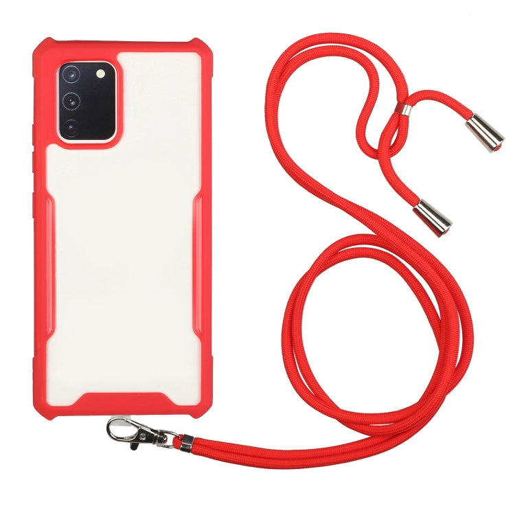 For OPPO F17 / A73 4G Acrylic + Color TPU Shockproof Case with Neck Lanyard