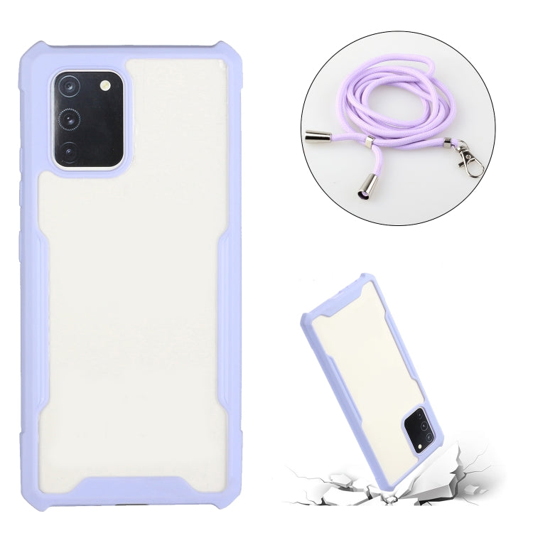 For OPPO F17 / A73 4G Acrylic + Color TPU Shockproof Case with Neck Lanyard