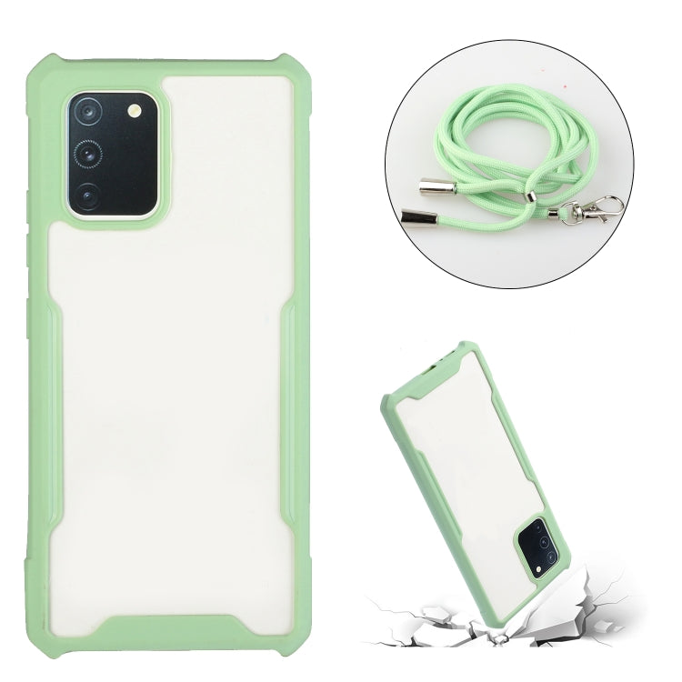 For OPPO F17 / A73 4G Acrylic + Color TPU Shockproof Case with Neck Lanyard