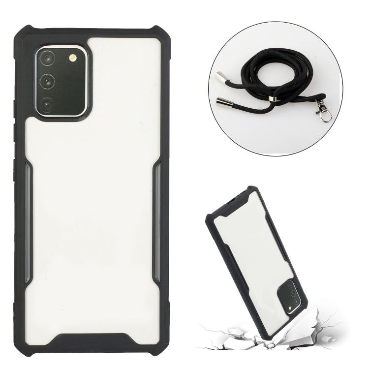 For OPPO F17 / A73 4G Acrylic + Color TPU Shockproof Case with Neck Lanyard
