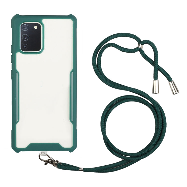For OPPO F17 / A73 4G Acrylic + Color TPU Shockproof Case with Neck Lanyard
