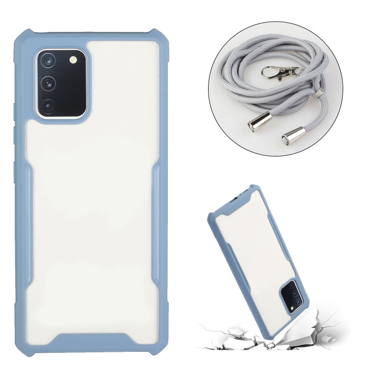 For OPPO F17 / A73 4G Acrylic + Color TPU Shockproof Case with Neck Lanyard