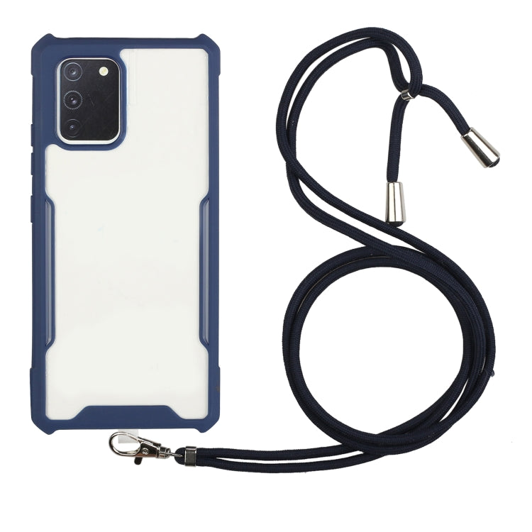 For OPPO F17 / A73 4G Acrylic + Color TPU Shockproof Case with Neck Lanyard