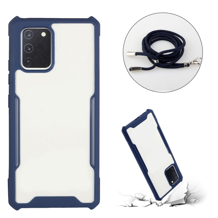 For OPPO F17 / A73 4G Acrylic + Color TPU Shockproof Case with Neck Lanyard