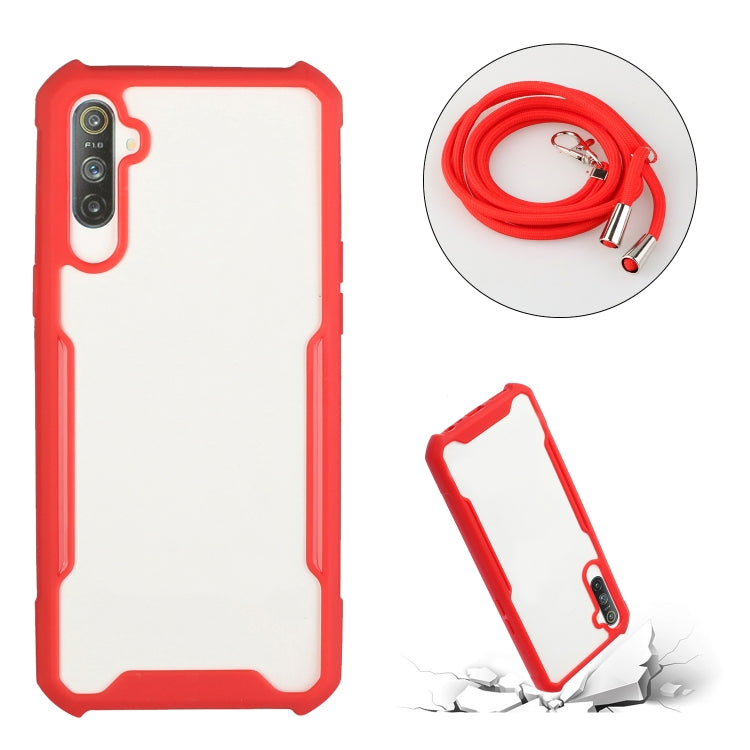 For OPPO Realme C3 Acrylic + Color TPU Shockproof Case with Neck Lanyard