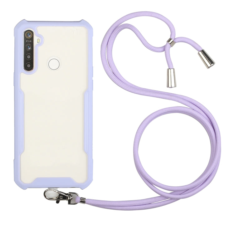 For OPPO Realme C15 / C12 / Narzo 20 Acrylic + Color TPU Shockproof Case with Neck Lanyard