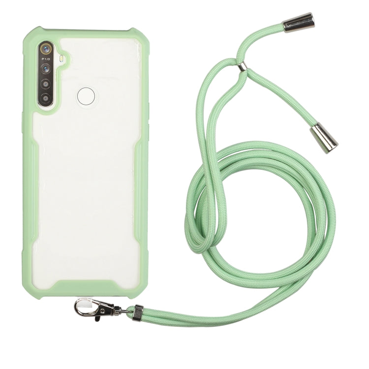 For OPPO Realme C15 / C12 / Narzo 20 Acrylic + Color TPU Shockproof Case with Neck Lanyard