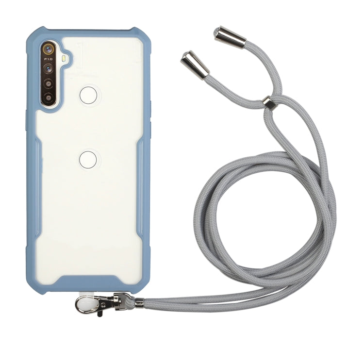 For OPPO Realme C15 / C12 / Narzo 20 Acrylic + Color TPU Shockproof Case with Neck Lanyard