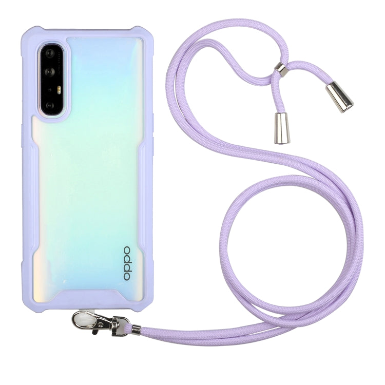 For OPPO Reno3 Pro (Foreign Version) Acrylic + Color TPU Shockproof Case with Neck Lanyard