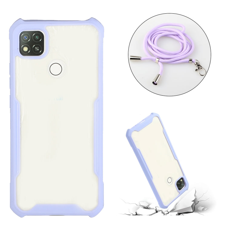 For Xiaomi Redmi 9C / 9 (Indian Version) Acrylic + Color TPU Shockproof Case with Neck Lanyard