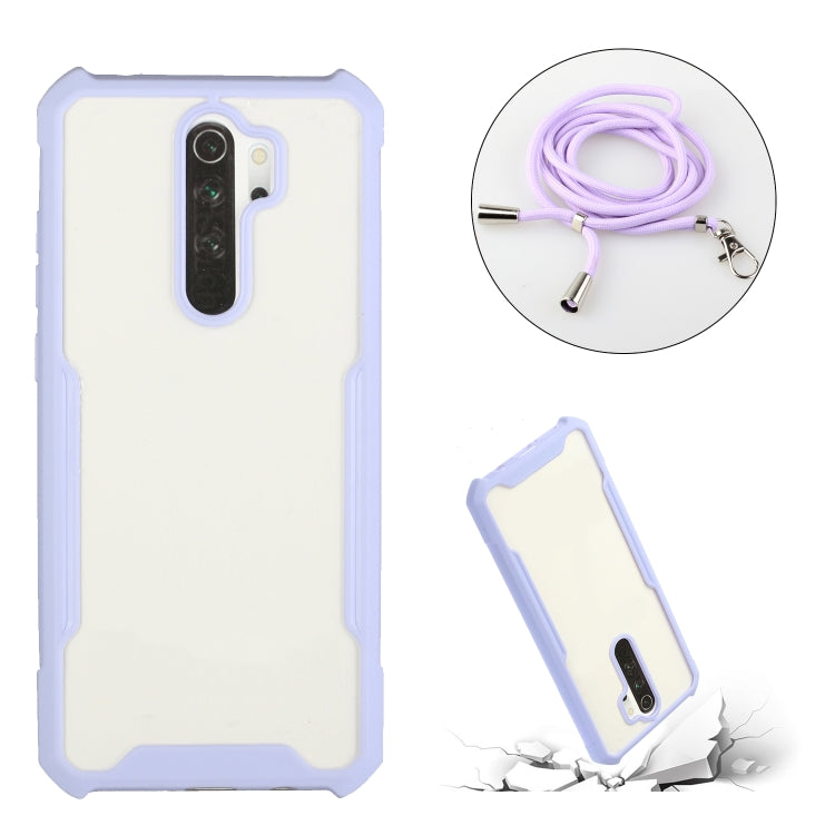 For Xiaomi Redmi Note 8 Pro Acrylic + Color TPU Shockproof Case with Neck Lanyard