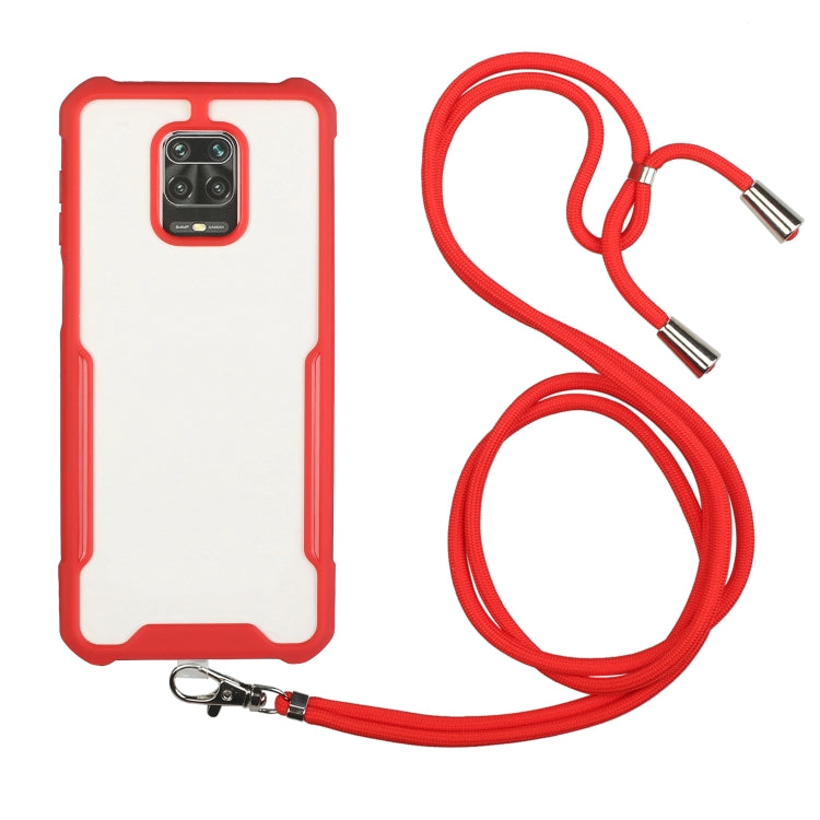 For Xiaomi Redmi Note 9S / Note 9 Pro Acrylic + Color TPU Shockproof Case with Neck Lanyard