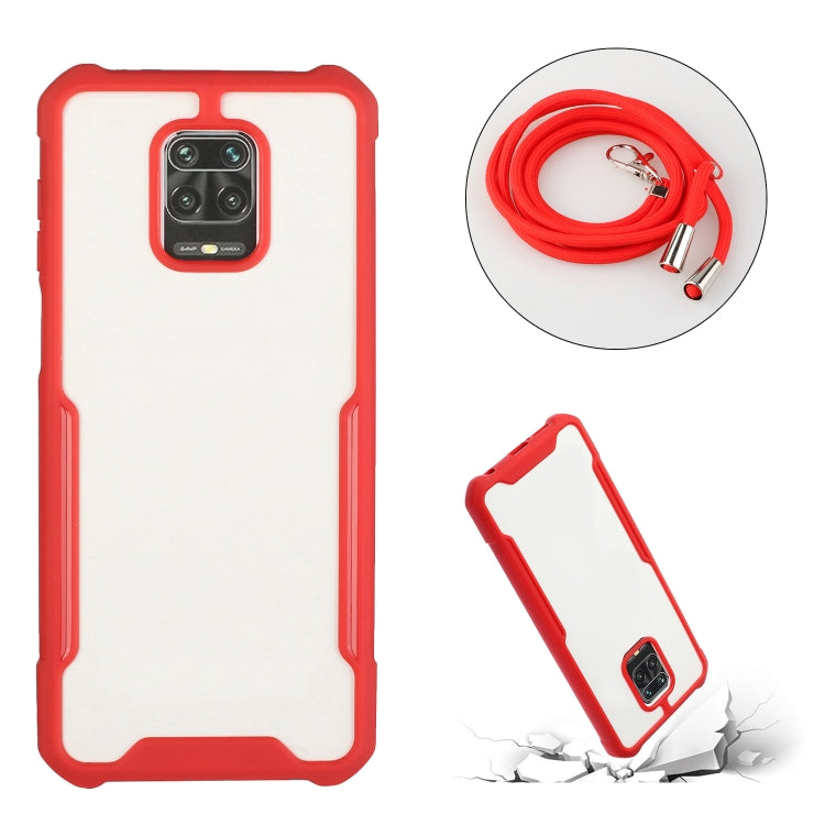 For Xiaomi Redmi Note 9S / Note 9 Pro Acrylic + Color TPU Shockproof Case with Neck Lanyard