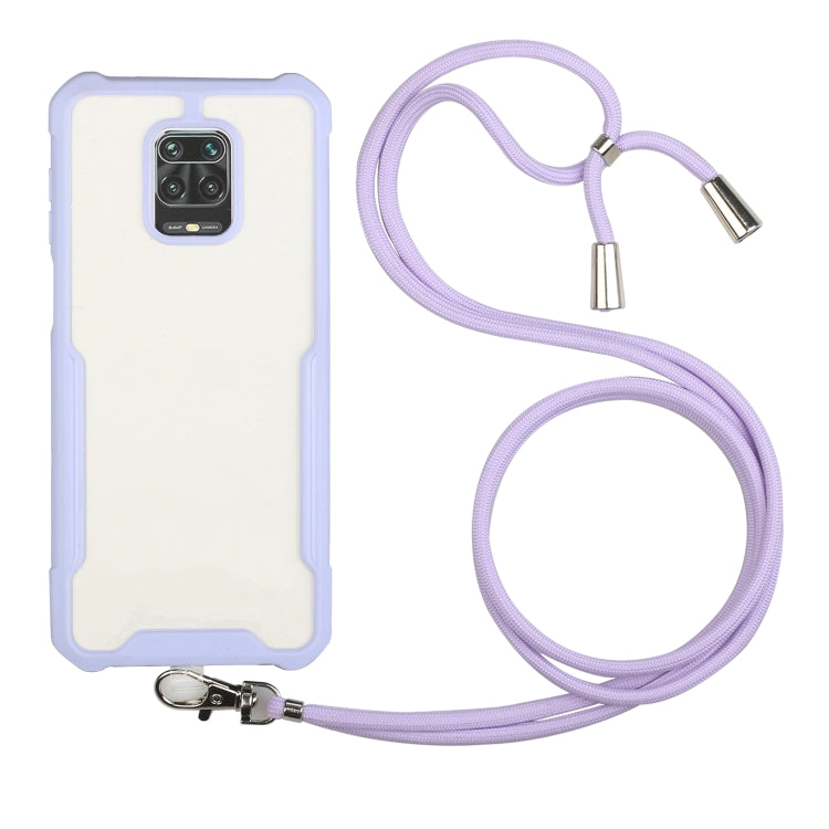 For Xiaomi Redmi Note 9S / Note 9 Pro Acrylic + Color TPU Shockproof Case with Neck Lanyard