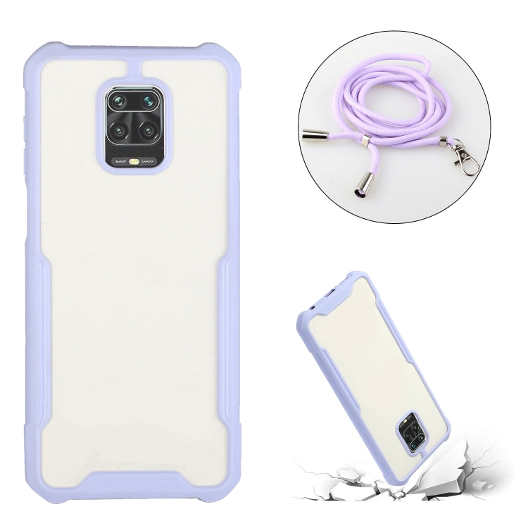 For Xiaomi Redmi Note 9S / Note 9 Pro Acrylic + Color TPU Shockproof Case with Neck Lanyard