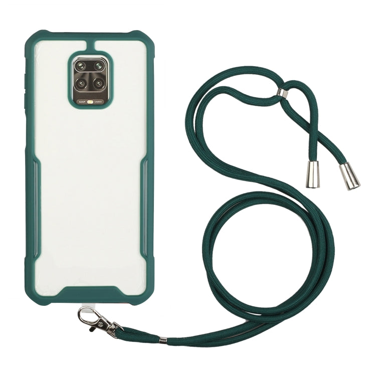 For Xiaomi Redmi Note 9S / Note 9 Pro Acrylic + Color TPU Shockproof Case with Neck Lanyard