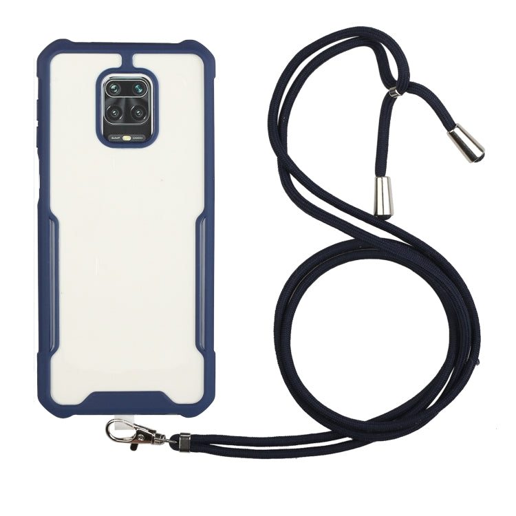 For Xiaomi Redmi Note 9S / Note 9 Pro Acrylic + Color TPU Shockproof Case with Neck Lanyard