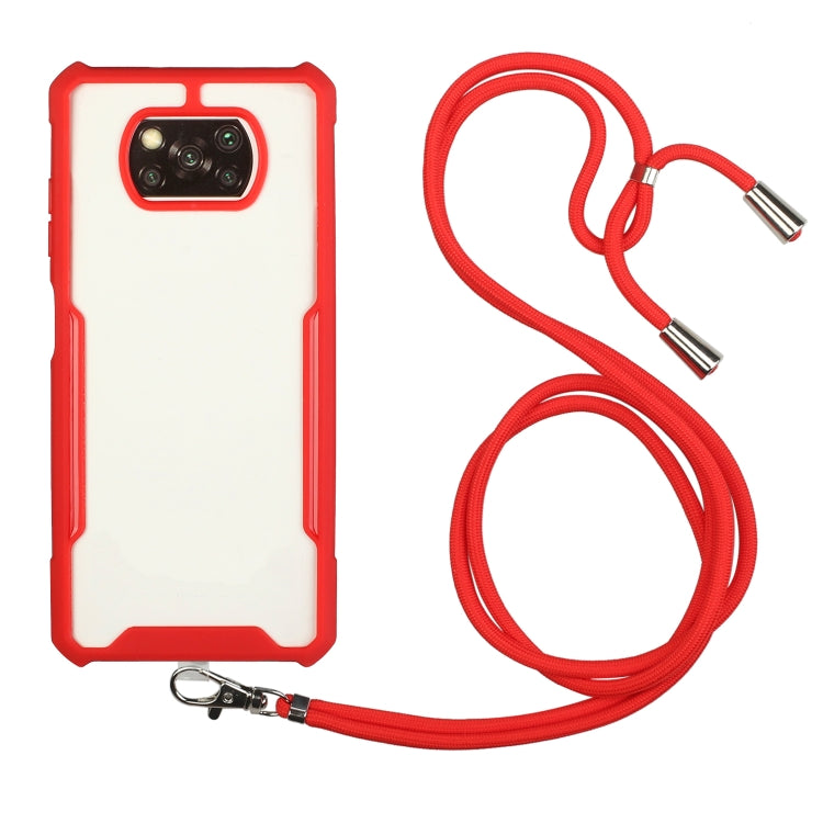 For Xiaomi Poco X3 Acrylic + Color TPU Shockproof Case with Neck Lanyard