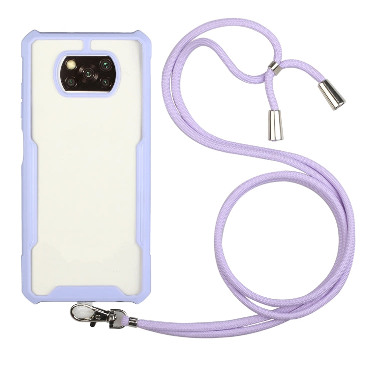 For Xiaomi Poco X3 Acrylic + Color TPU Shockproof Case with Neck Lanyard