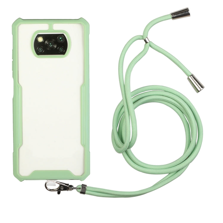 For Xiaomi Poco X3 Acrylic + Color TPU Shockproof Case with Neck Lanyard