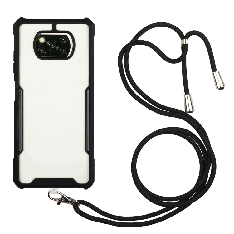 For Xiaomi Poco X3 Acrylic + Color TPU Shockproof Case with Neck Lanyard