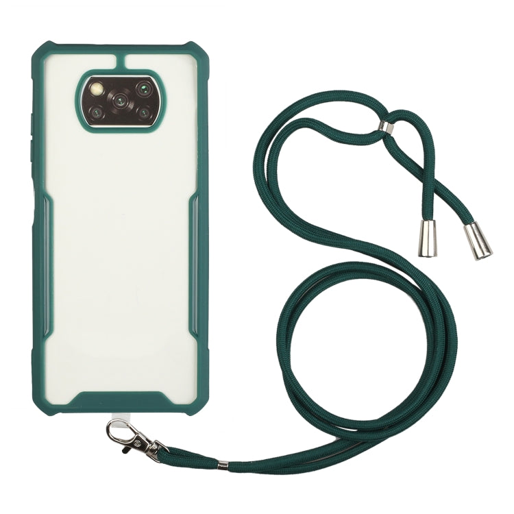 For Xiaomi Poco X3 Acrylic + Color TPU Shockproof Case with Neck Lanyard