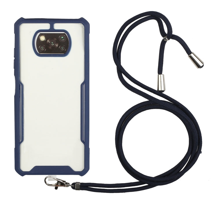 For Xiaomi Poco X3 Acrylic + Color TPU Shockproof Case with Neck Lanyard