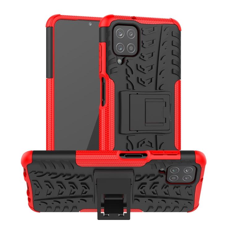 For Samsung Galaxy A12 5G Tire Texture Shockproof TPU+PC Protective Case with Holder