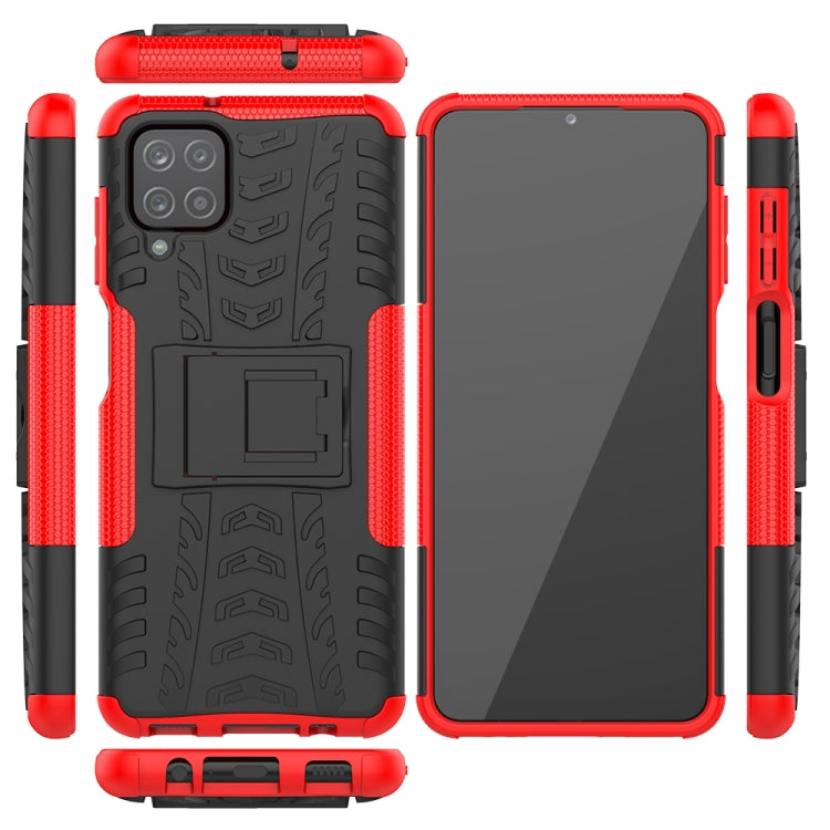 For Samsung Galaxy A12 5G Tire Texture Shockproof TPU+PC Protective Case with Holder