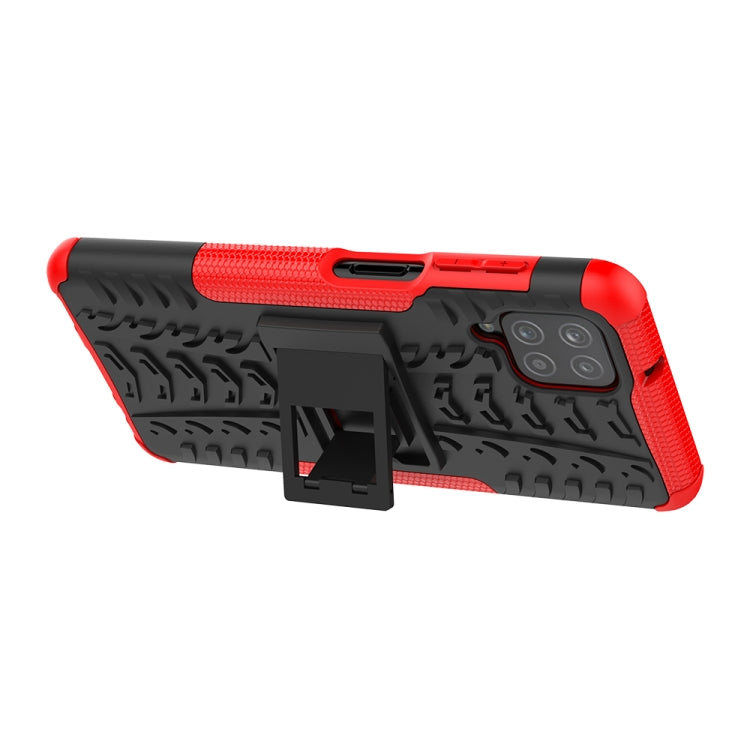 For Samsung Galaxy A12 5G Tire Texture Shockproof TPU+PC Protective Case with Holder
