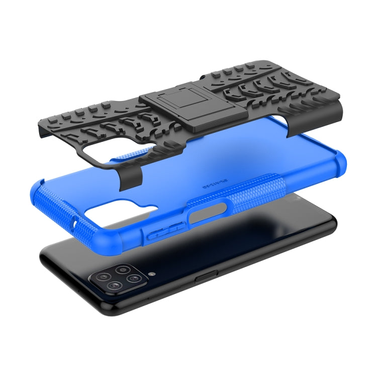 For Samsung Galaxy A12 5G Tire Texture Shockproof TPU+PC Protective Case with Holder