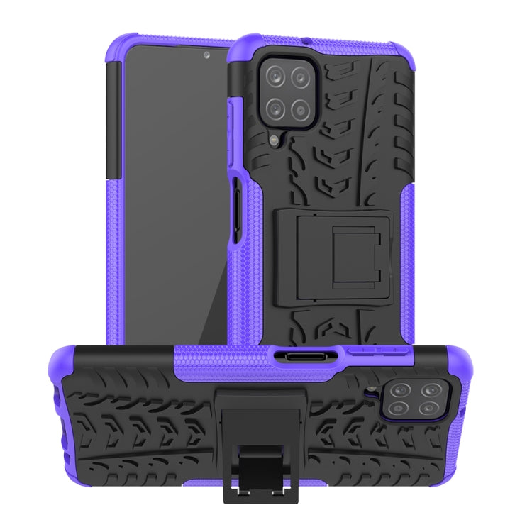For Samsung Galaxy A12 5G Tire Texture Shockproof TPU+PC Protective Case with Holder
