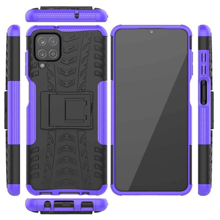 For Samsung Galaxy A12 5G Tire Texture Shockproof TPU+PC Protective Case with Holder