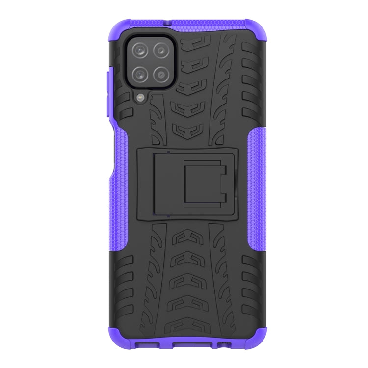 For Samsung Galaxy A12 5G Tire Texture Shockproof TPU+PC Protective Case with Holder