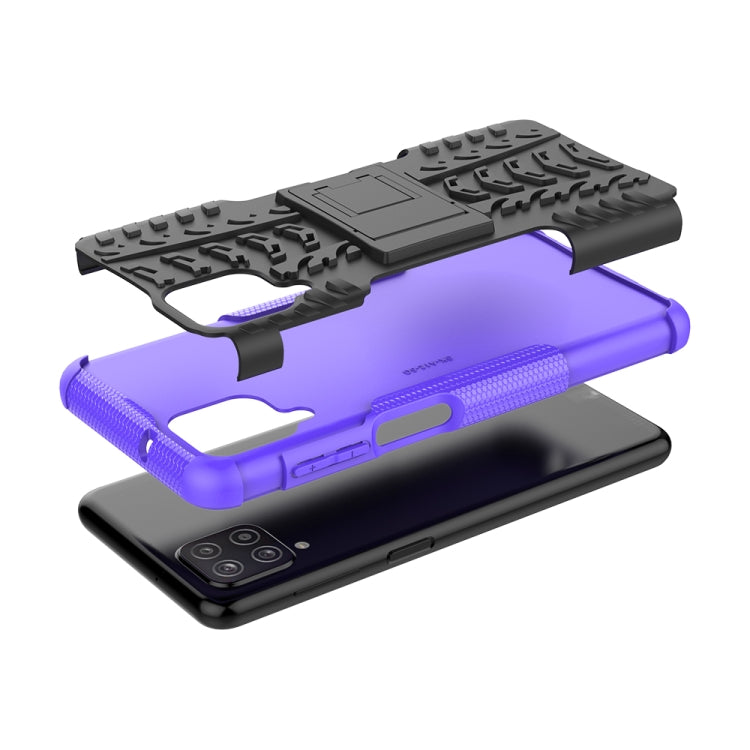 For Samsung Galaxy A12 5G Tire Texture Shockproof TPU+PC Protective Case with Holder