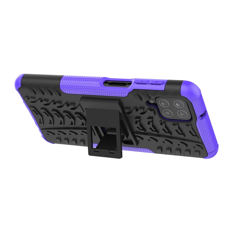 For Samsung Galaxy A12 5G Tire Texture Shockproof TPU+PC Protective Case with Holder