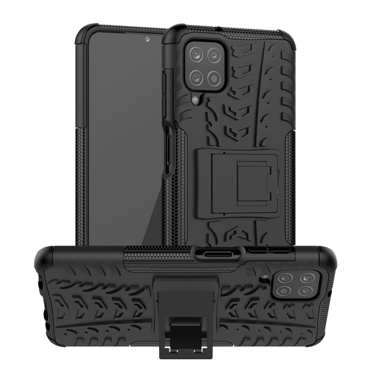 For Samsung Galaxy A12 5G Tire Texture Shockproof TPU+PC Protective Case with Holder