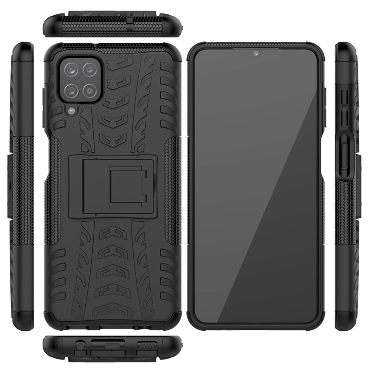 For Samsung Galaxy A12 5G Tire Texture Shockproof TPU+PC Protective Case with Holder