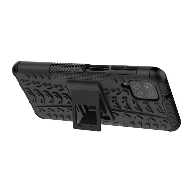 For Samsung Galaxy A12 5G Tire Texture Shockproof TPU+PC Protective Case with Holder