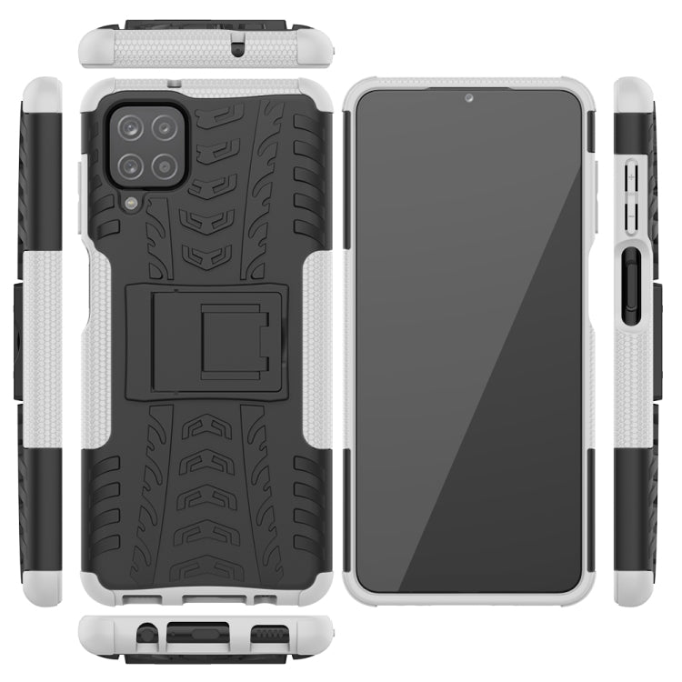 For Samsung Galaxy A12 5G Tire Texture Shockproof TPU+PC Protective Case with Holder
