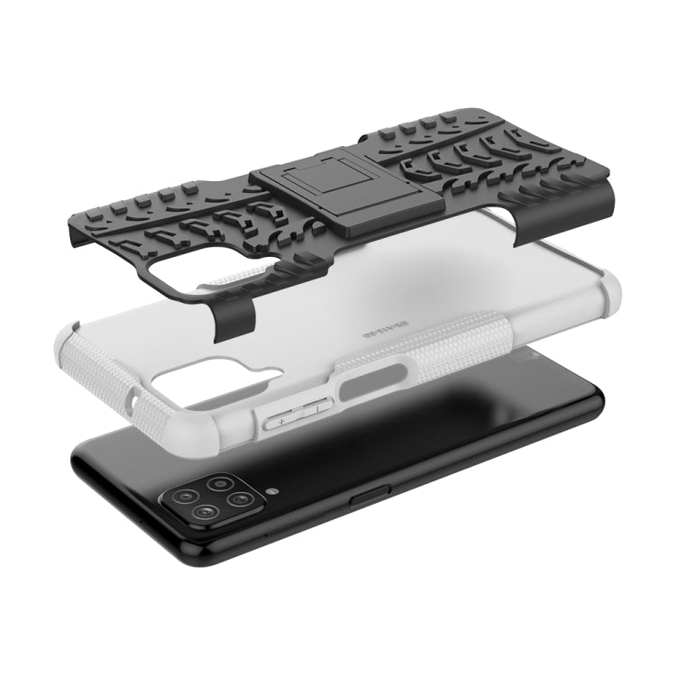 For Samsung Galaxy A12 5G Tire Texture Shockproof TPU+PC Protective Case with Holder